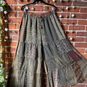 Bohemian Patchwork Wide Leg Pants